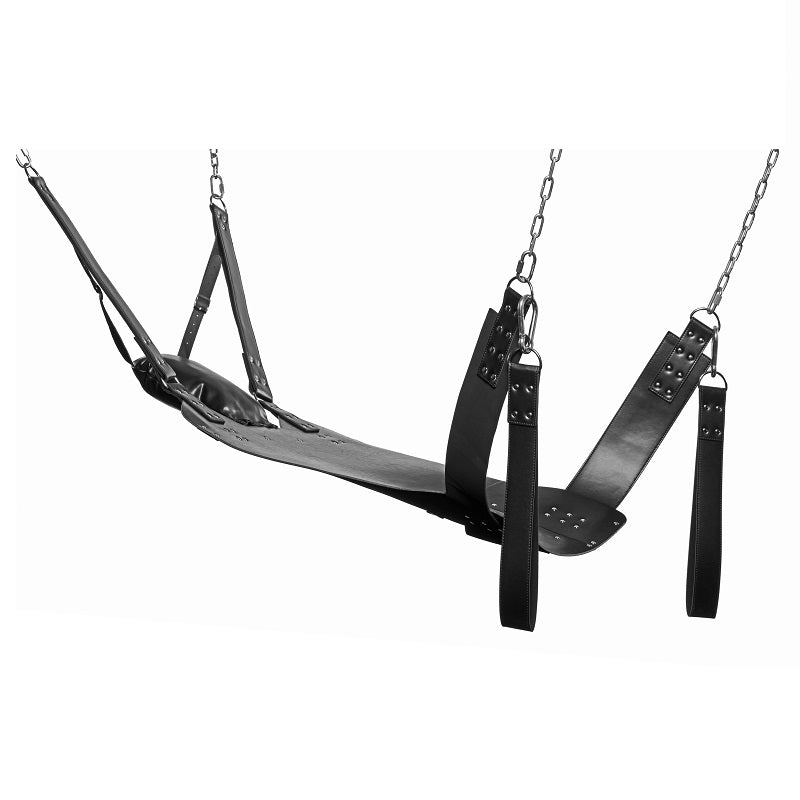 Leather Bondage Swing with Stirrups and Pillow