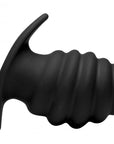 Silicone Ribbed Hollow Anal Plug - Large