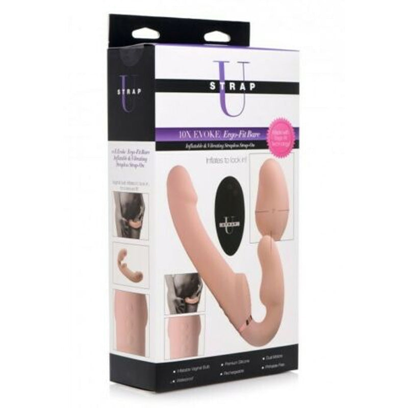 Remote Control Inflatable Vibrating Silicone Ergo Fit Strapless Strap-On