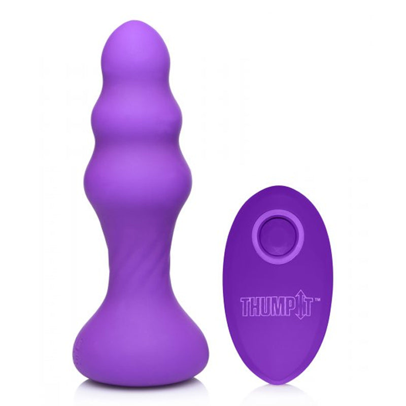 7X Slim Ribbed Thumping Silicone Anal Plug