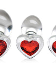 Red Heart Gem Glass Anal Plug Set