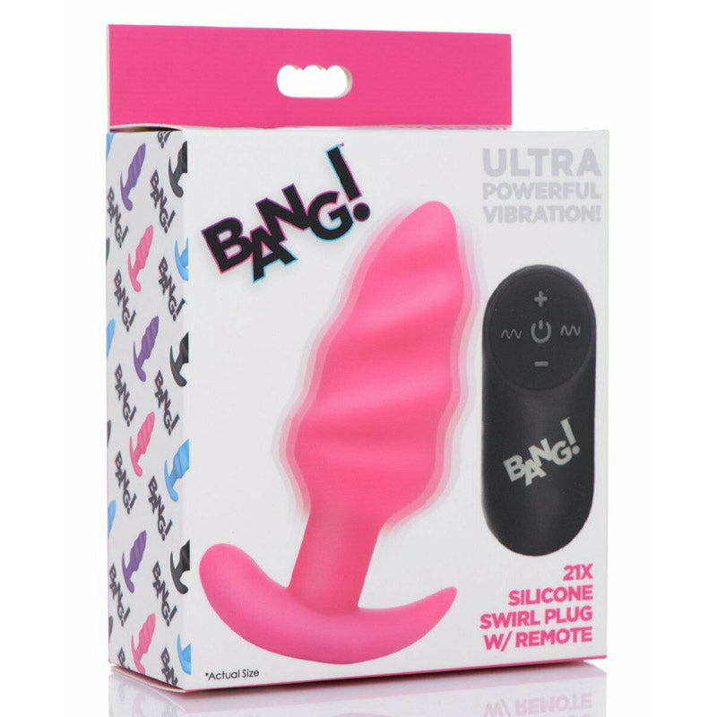 Bang 21X Vibrating Silicone Swirl Butt Plug With Remote Control