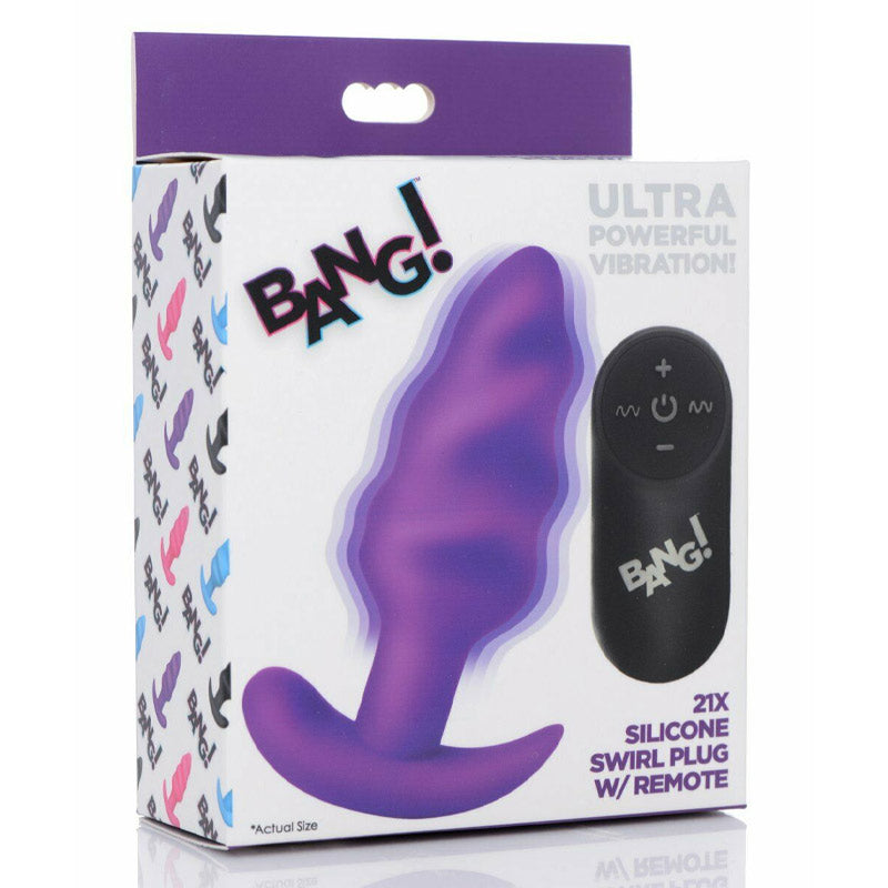 Bang 21X Vibrating Silicone Swirl Butt Plug With Remote Control
