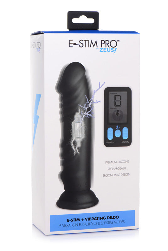 Vibrating &amp; E-Stim Silicone Dildo With Remote