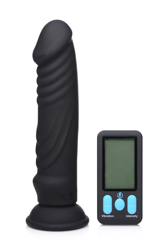 Vibrating &amp; E-Stim Silicone Dildo With Remote